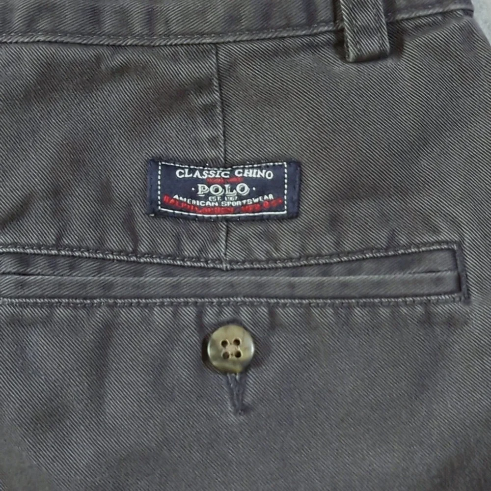 VTG Polo Ralph Lauren Tyler Short Mens 32 Gray Pleated Cotton Chino Shorts